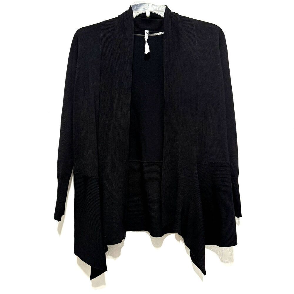 Leo & Nicole Sweater Black Long Sleeve Knit Cardigan Open Front Women size Large